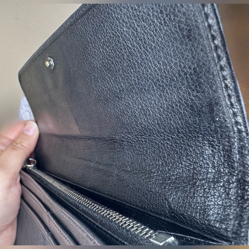 Bvlgari Black Canvas Long Wallet bifold with zipper pouch EUC - Picture 15 of 17